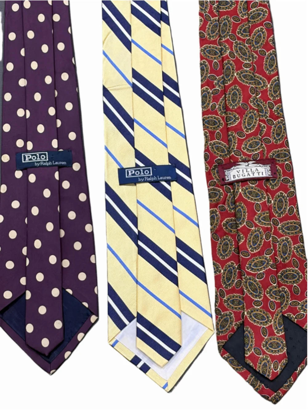 Vintage Men's Silk Tie Lot (5) - Polo Ralph Lauren, Bill Blass, Villa Bugatti
